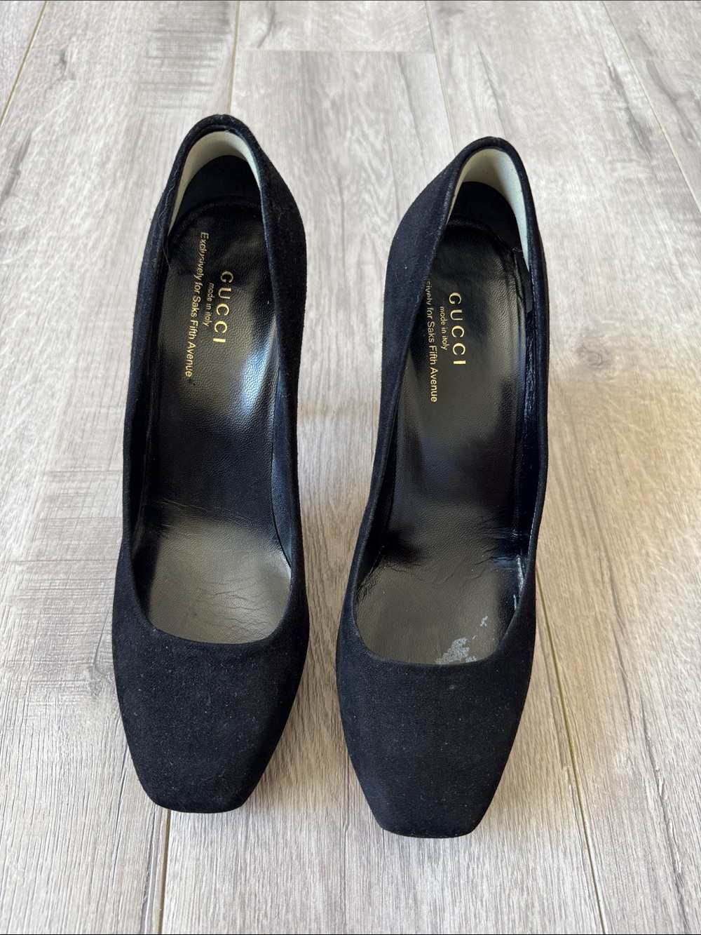 Gucci Y2K Black Suede Platform Pumps Heels Size 37.5 Coquette Girl Party Glam - Picture 3 of 10